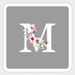 Letter M Monogram With Cherry Blossoms Sticker